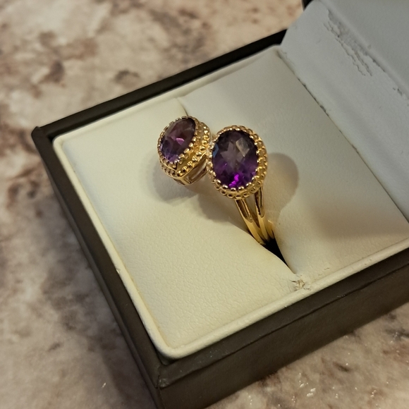 Premium Natural Amethyst Bypass Ring - Picture 4 of 7